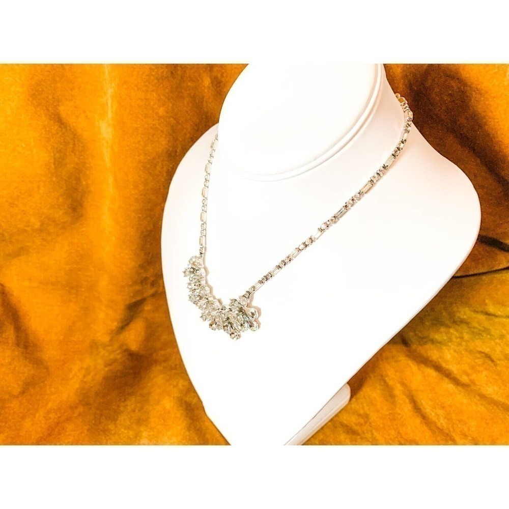 Vintage Bogoff Rhinestone Cluster Necklace Art De… - image 6